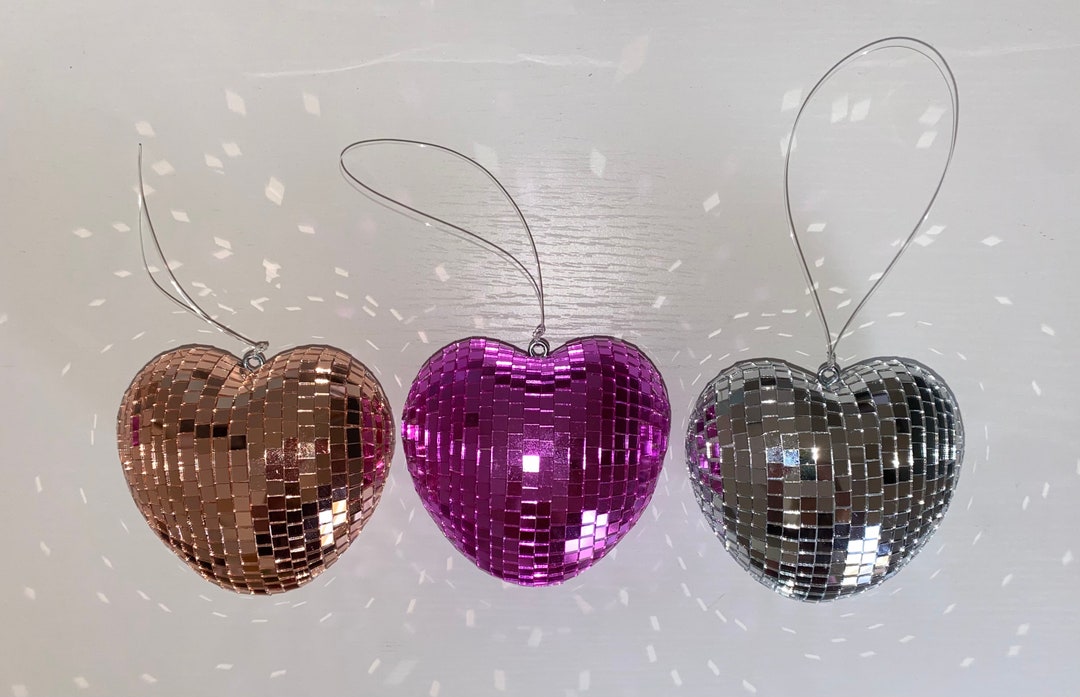 Mini Heart Shaped Disco Ball Handmade Ornament Funky & Fun Etsy