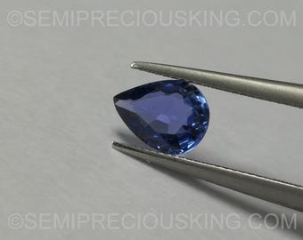 Blauwe saffier natuurlijk gecertificeerd 0,75 karaat peer facetgeslepen VS helderheid korenbloem blauwe kleur losse edelsteen