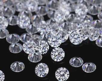 White Cubic Zirconia 0.80mm-10mm Brilliant Diamond Facet Machine Cut CZ Loose stone