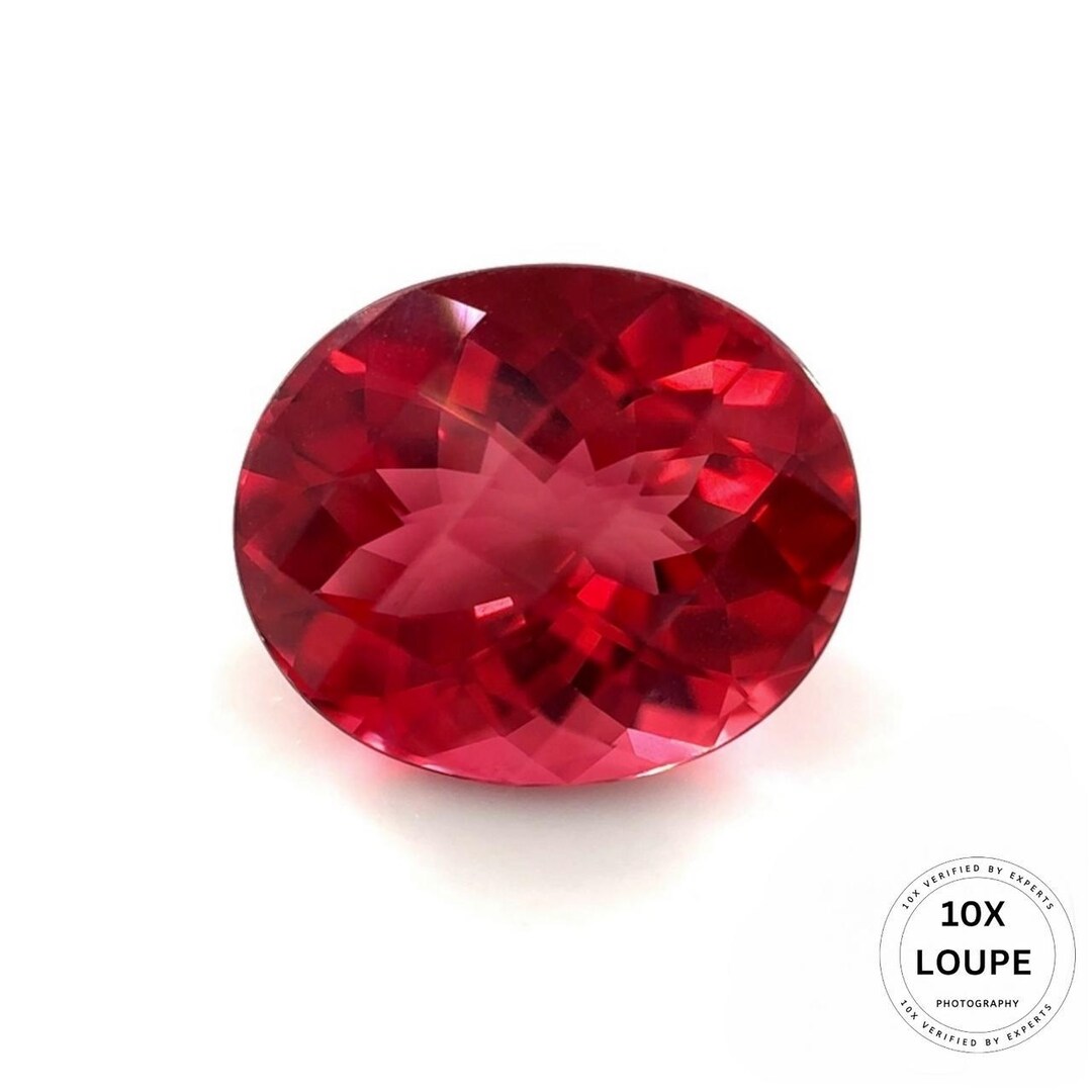 Natural Rubellite Lab Certified 5.16 Carats Oval Checkerboard Cut ...