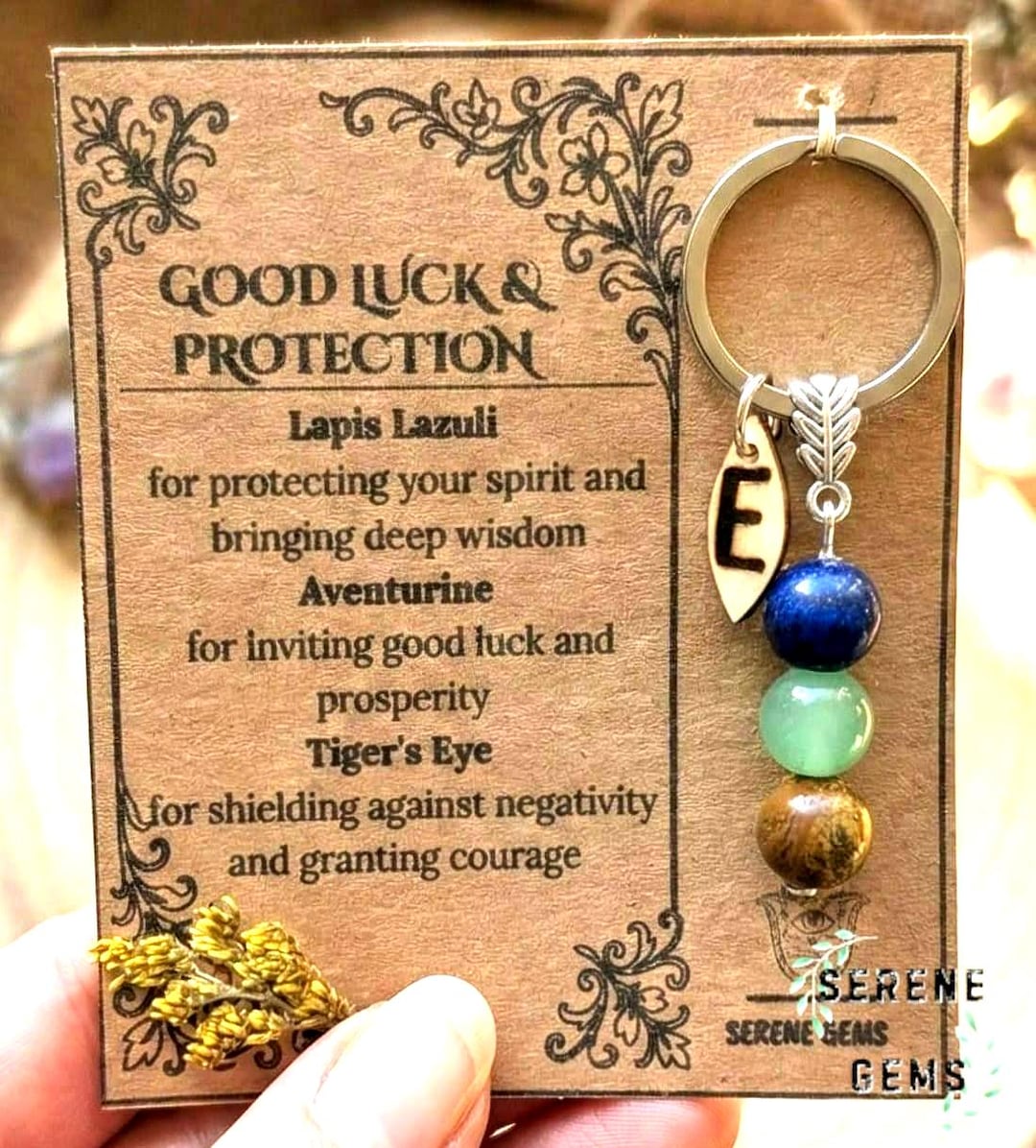 Initial Good Luck Keychain, Healing Crystal Gift for New Beginnings ...