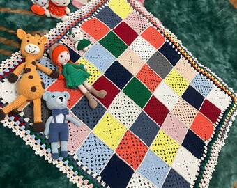 Oma Gingham Babydecke; Häkelanleitung; Babydecken-Muster; Nur PDF-Download; Oma Quadrat Baby Decke