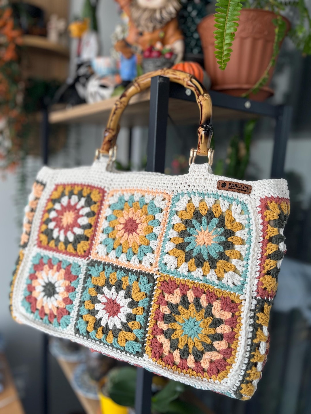 Knit Crochet Bag,summer Style,crochet Granny Square Large Bag