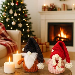Wzór na ręcznie robioną dekorację świąteczną, wzór krasnala na szydełku w formacie PDF: samouczek dekoracji świątecznych Amigurumi