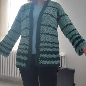 Häkel-Cardigan für Damen, süße Häkel-Cardigan mit Taschen, grüne Strickjacke, Geschenk zum Muttertag, Geschenk für sie Bild 5