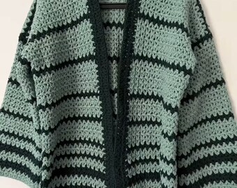 Il cardigan PDF DOWNLOAD DIGITALE Modello all'uncinetto, modello cardigan all'uncinetto da donna, cardigan all'uncinetto carino con tasche, cardigan verde