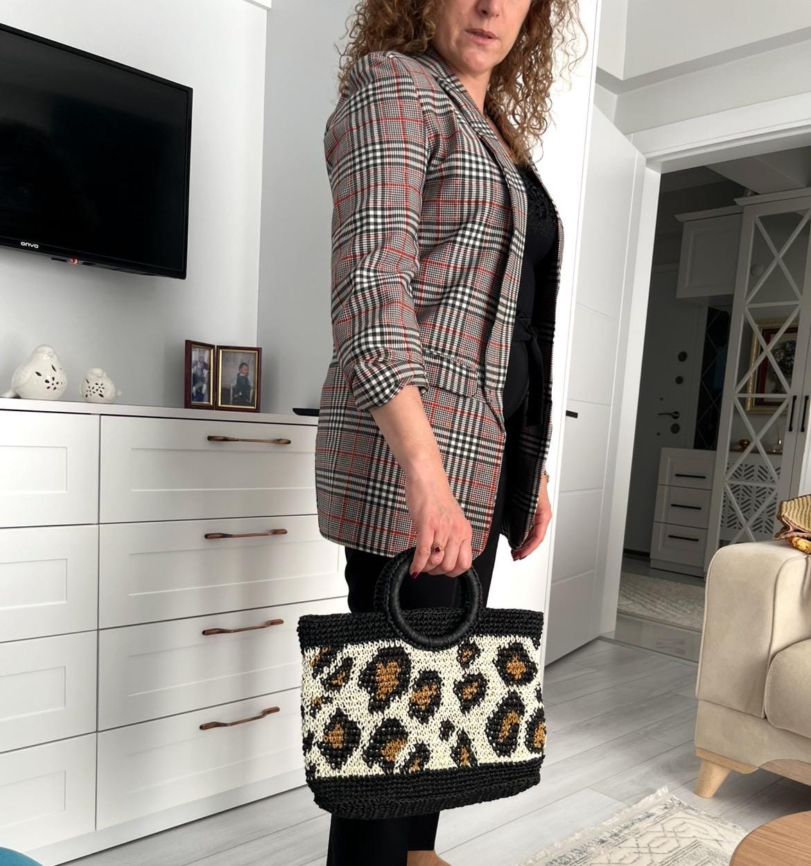 Handmade Crochet Leopard Print Tote Bag: Boho Summer Accessory. - Etsy