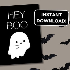 Hey Boo Printable, Cute Halloween Print, Halloween Print, Halloween Printable, Hey Boo, Cute Halloween Sign, Cute Ghost Sign