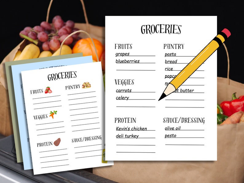 Grocery List Template, Grocery Lists, Editable Grocery List, Grocery ...