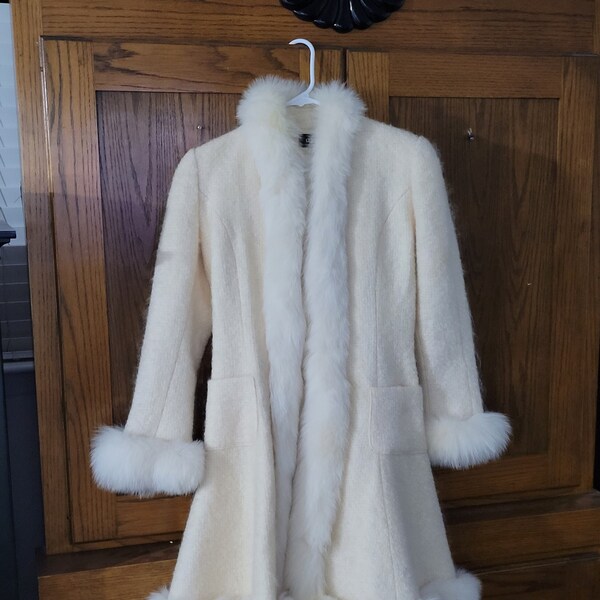 Vintage Y2K Black Velvet Faux Fur Princess Coat 14 16