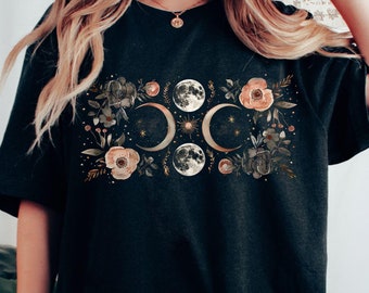 Comfort Colors Moon Phase Shirt: Vintage Celestial Tee