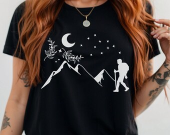 Camping Shirt: Mountain Scene Graphic Tee - Outdoorsy Wanderlust