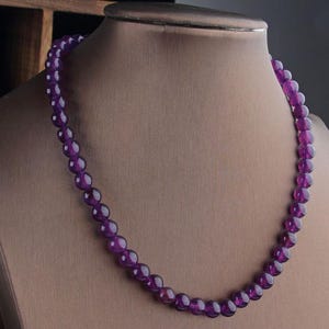 8 mm natural stone gemstone amethyst beads chain necklace