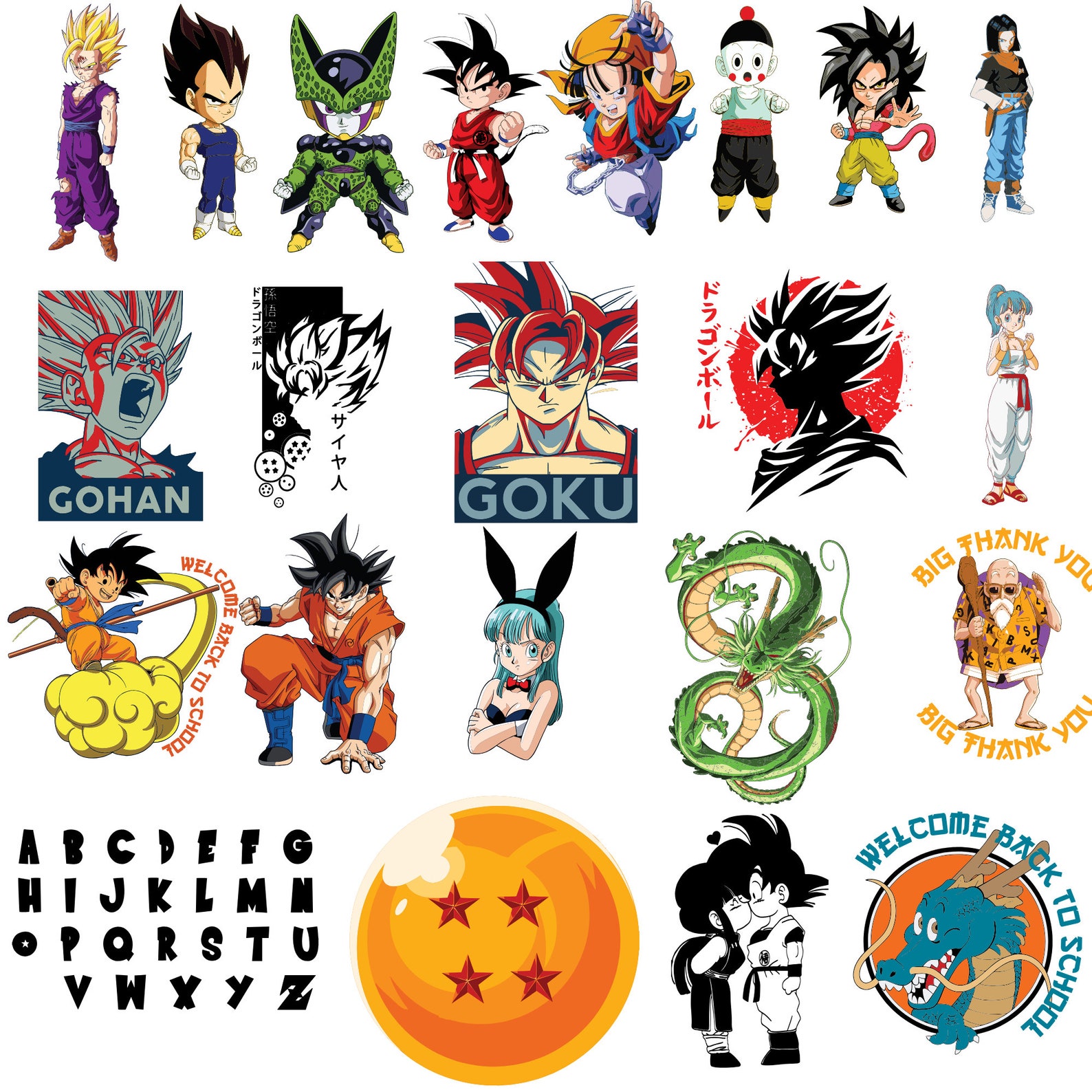 Dragon Ball Cartoon Bundle L Cartoon L SVG, Ready for Cricut, Instant
