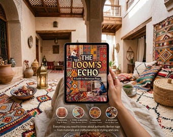 Guia de Tapetes Marroquinos em formato eBook: Berber autêntico, Beni Ourain, Kilim | Significado, Cuidados, Estilo | PDF digital e Mapa de Localização com Instruções