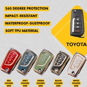 TOYOTA 4-Button Flip Key Fob Cover for Camry, Corolla - Tpu 360