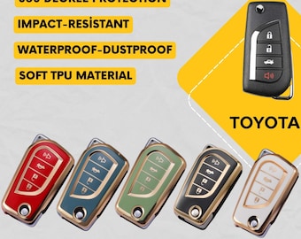 TOYOTA 4-Button Flip Key Fob Cover for Camry, Corolla - Tpu 360