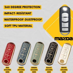 MAZDA 4-Button Key Fob Cover for CX-5, CX-7, Cx-9, Mazda 3, Mazda 6, Mx-5 - Tpu Smart Key Case