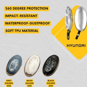 HYUNDAI 7-Button Key Fob Cover for Santa Fe, Kona, Tucson, Elantra, Ioniq 6, Sonata - Tpu Remote Case