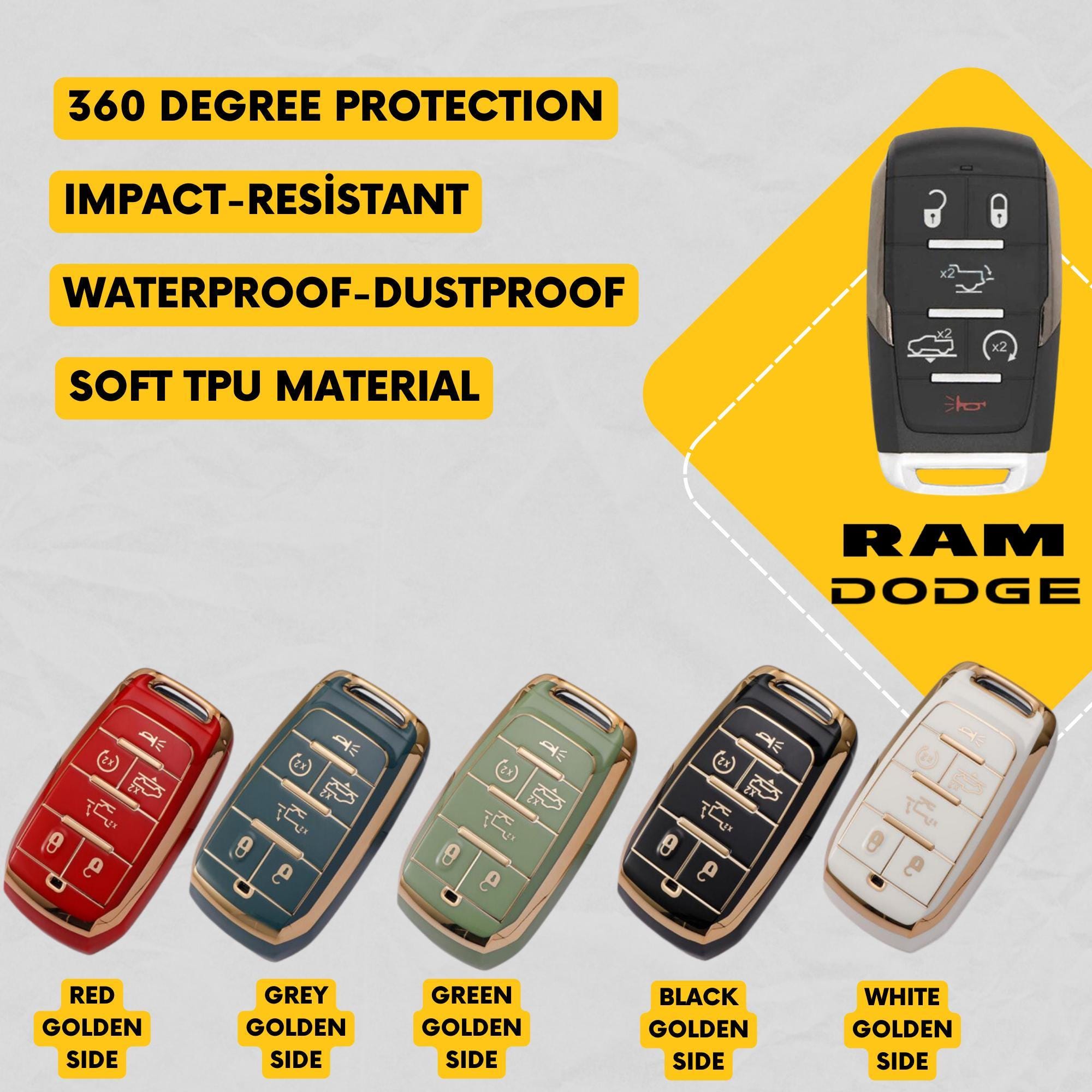 DODGE RAM 6-button Key Fob Cover for Ram 1500, Big Horn, Laramie