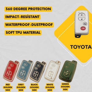 TOYOTA 4-Button Key Fob Cover for Prius, Avalon, Highlander - Tpu 360 Protection