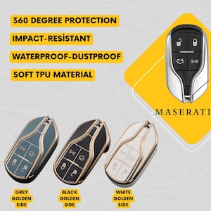 MASERATI 4-Button Key Fob Cover for Quattroporte, Ghibli - Tpu Smart Key Case