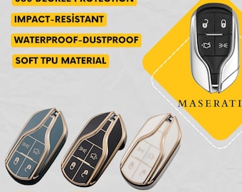 MASERATI 4-Button Key Fob Cover for Quattroporte, Ghibli - Tpu Smart Key Case
