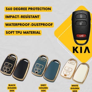 KIA 3-Button Key Fob Cover for Sedona - Tpu Remote Case Protection