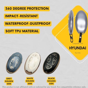 HYUNDAI 5-Button Key Fob Cover for Santa Fe, Kona, Tucson, Elantra, Ioniq 6, Sonata - Tpu Remote Case