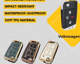 VOLKSWAGEN 4-Button Key Fob Cover for Golf, GTI, Jetta, Tiguan - Tpu Smart Key Case
