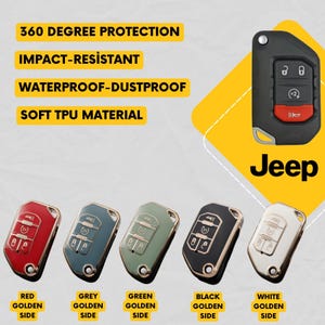 JEEP 4-Button Smart Key Fob Cover for Wrangler, Gladiator