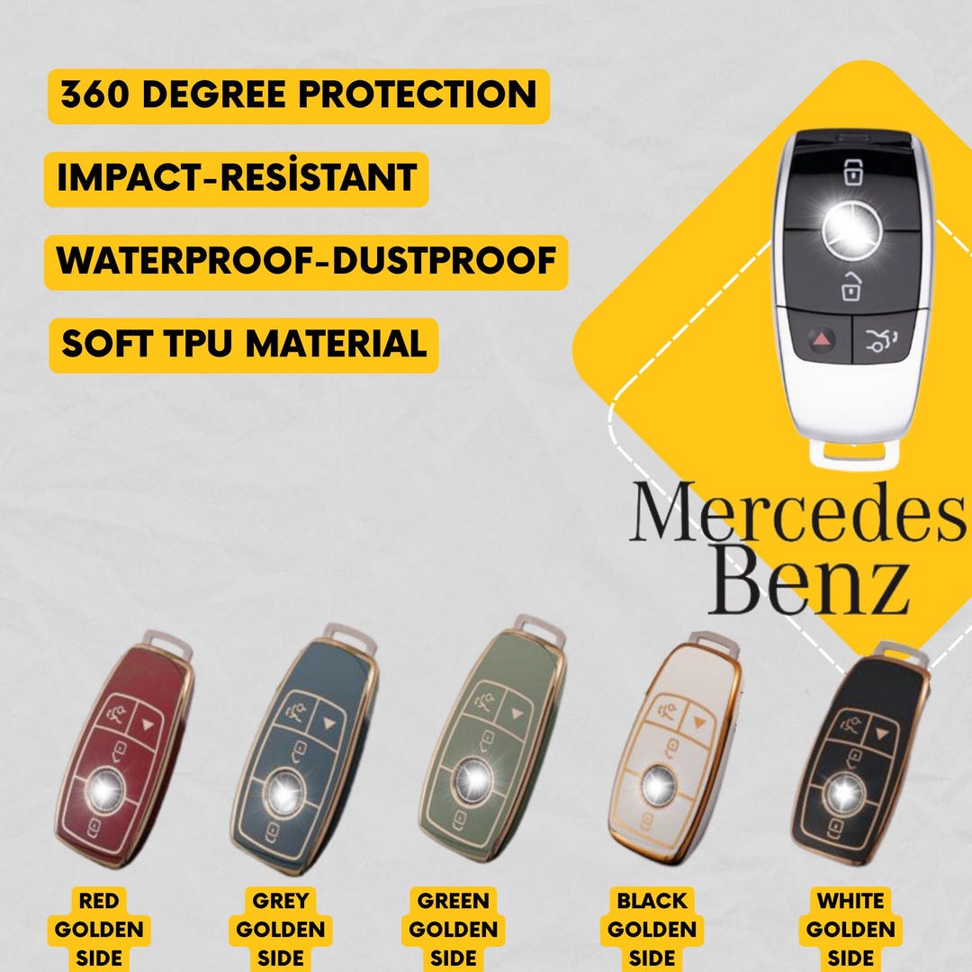 Silver Key Fob Cover Case For Mercedes A, B, C, E, S, G, M, V Class (3-4 Button)