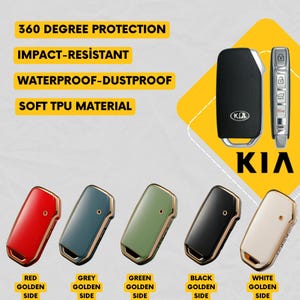 KIA 4-Tasten-Schlüsselanhänger - Cover für Forte, Optima, Sorento, Sportage, Soul - TPU 360 Schutz