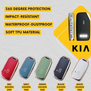 KIA 5-Button Key Fob Cover for K5, Forte, Optima, Sorento, Sportage, Soul - TPU Smart Case