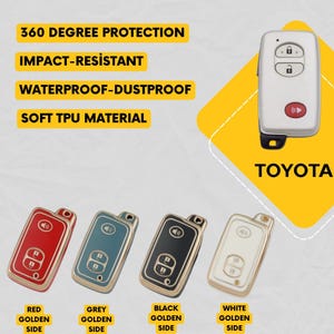 TOYOTA 3-Button Key Fob Cover for Prius, Avalon, Highlander - Tpu 360 Protection