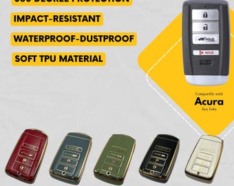 Cover in silicone a 4 pulsanti per chiave intelligente Acura ILX TLX RDX Mdx Rlx / Custodia in TPU per chiave intelligente / Accessorio aftermarket