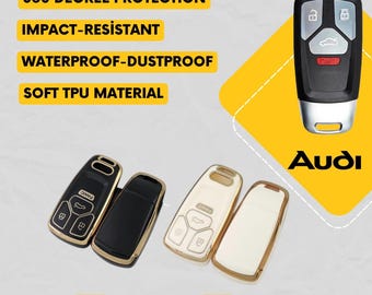 Audi Schlüsselanhänger 4-Tasten Abdeckung für A3, A4, Q5, A6 - TPU 360 Schutz