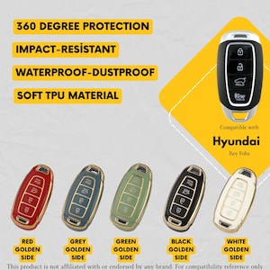 HYUNDAI-Compatible 4-Button Key Fob Cover for Elantra N Line, Kona SEL-Limited-N Line – TPU Remote Case