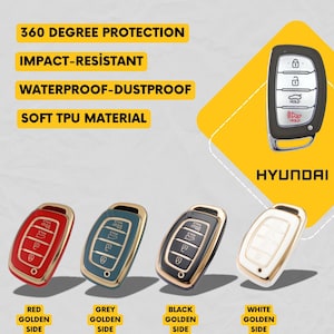 HYUNDAI-Compatible 4-Button Key Fob Cover for Elantra, Ioniq, Sonata, Tucson – TPU Remote Case