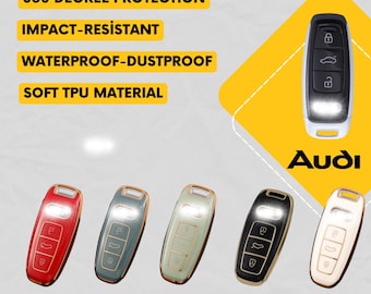 AUDI 3-Button Key Fob Cover for A3, A6, A7, A8, Q7, Q8, S3, S6, Sq7, Rs6, Rs7 - Tpu Smart Case