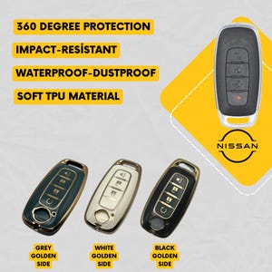NISSAN 4-Button Key Fob Cover for Rogue, Ariya, Pathfinder, Kicks - Tpu Smart Key Case