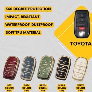 TOYOTA 4-Button Key Fob Cover for Camry, Corolla, RAV4 - Tpu 360 Protection