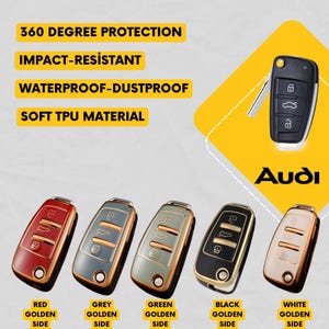 AUDI 3-Button Key Fob Cover for A6, S6, Q7 - Tpu Remote Case