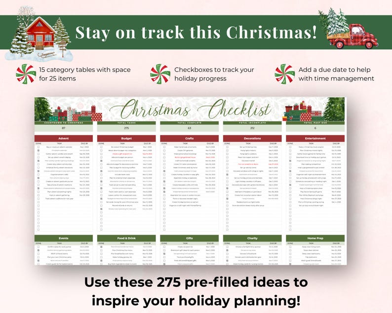 Christmas Checklist Google Sheet Christmas Tracker Spreadsheet Holiday ...