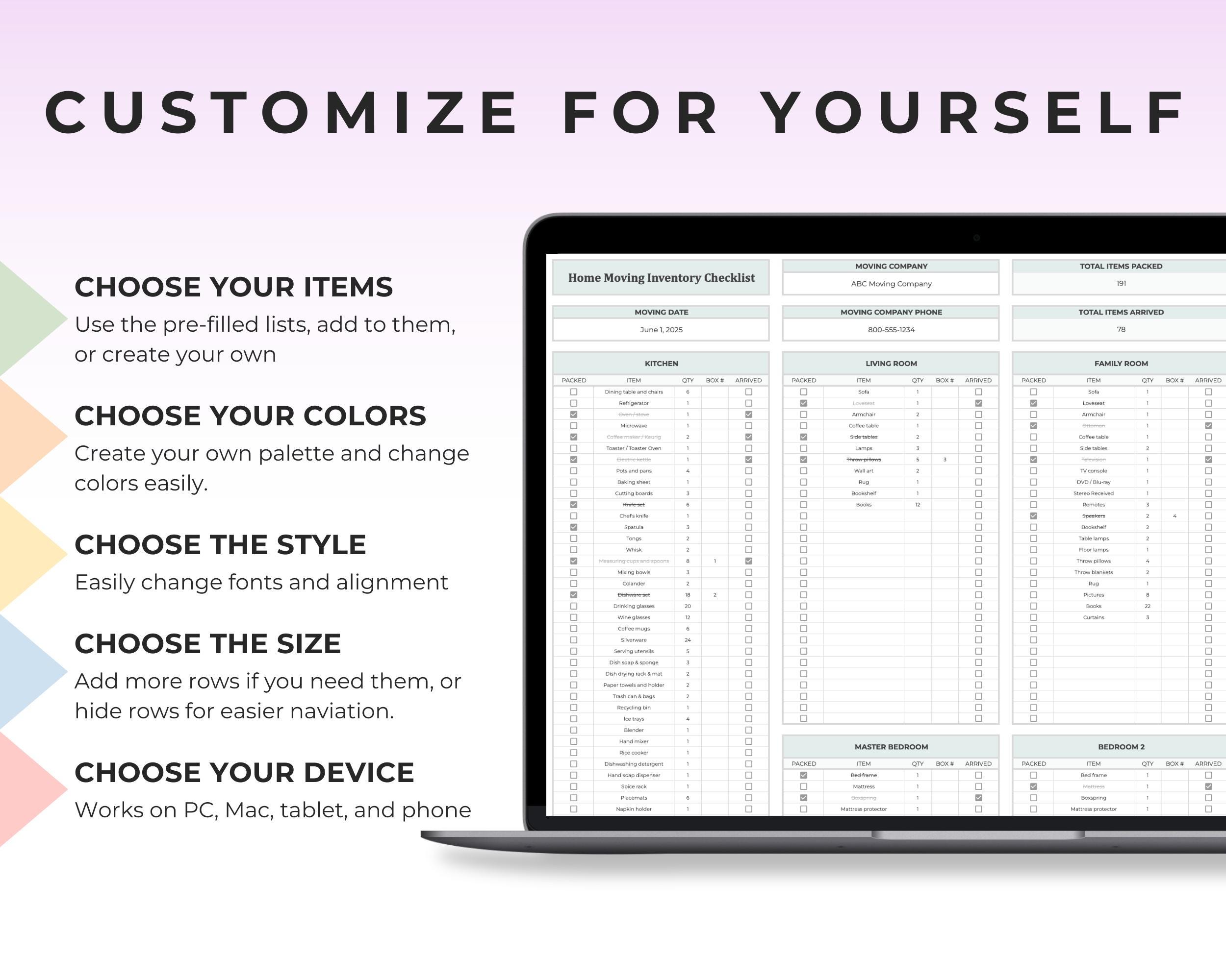 Moving Inventory Checklist Google Sheet Spreadsheet Home Moving Planner ...