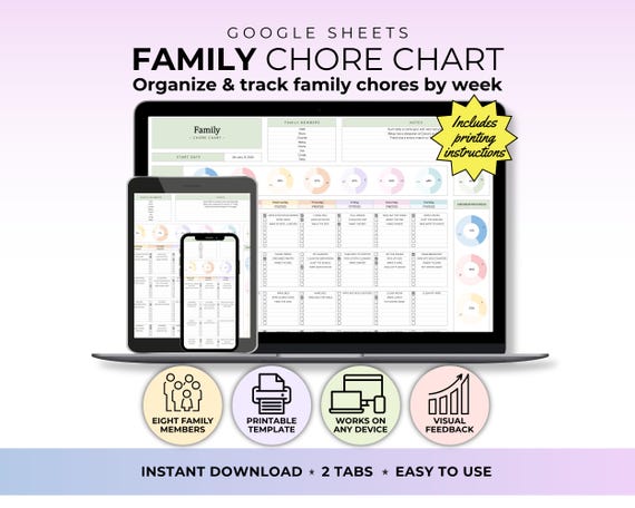 Family Chore Chart Printable Google Sheet Family Job Chart Weekly Cleaning Checklist Template Kid Chore Chart Printable Kids Daily Checklist