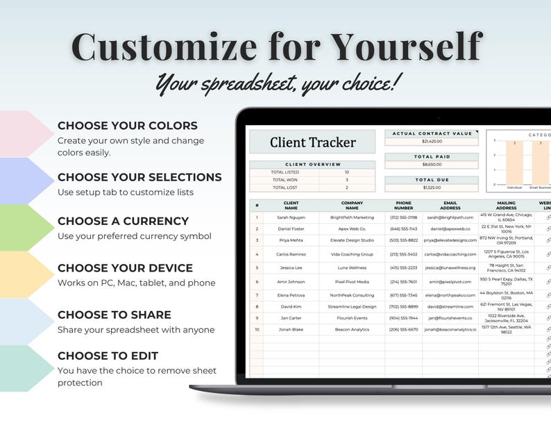 Client Tracker Google Sheet Template Freelance Tracker CRM Lead Tracking Small Business Client Management Spreadsheet Business Planner List image 6