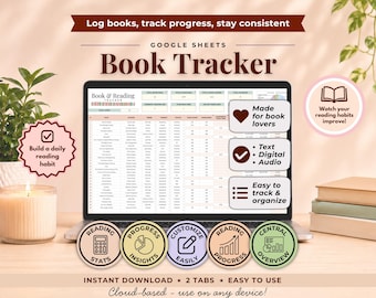Book and Reading Tracker Spreadsheet Google Sheet Reading Journal Spreadsheet Reading Log To be Read Digital Tracker Library Inventory Log