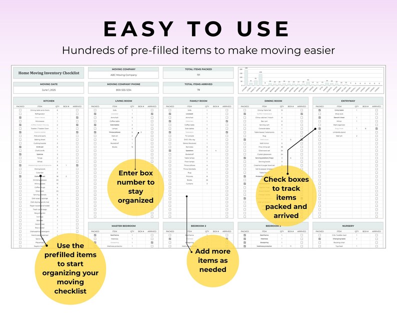 Moving Inventory Checklist Google Sheet Spreadsheet Home Moving Planner ...