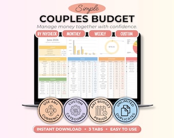 Budgetplaner für Paare (Tabellenkalkulation), Gemeinsamer Familienbudget-Tracker für Google Sheets, Finanzplaner für Paare (Digitaler Download)